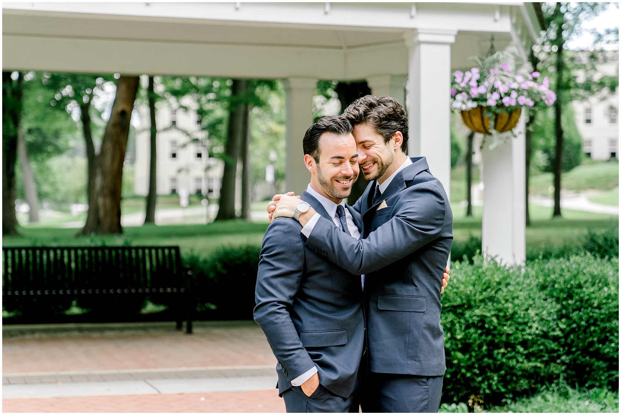 two grooms in wedding photos in Detroit shot by LGBTQ friendly wedding photographer