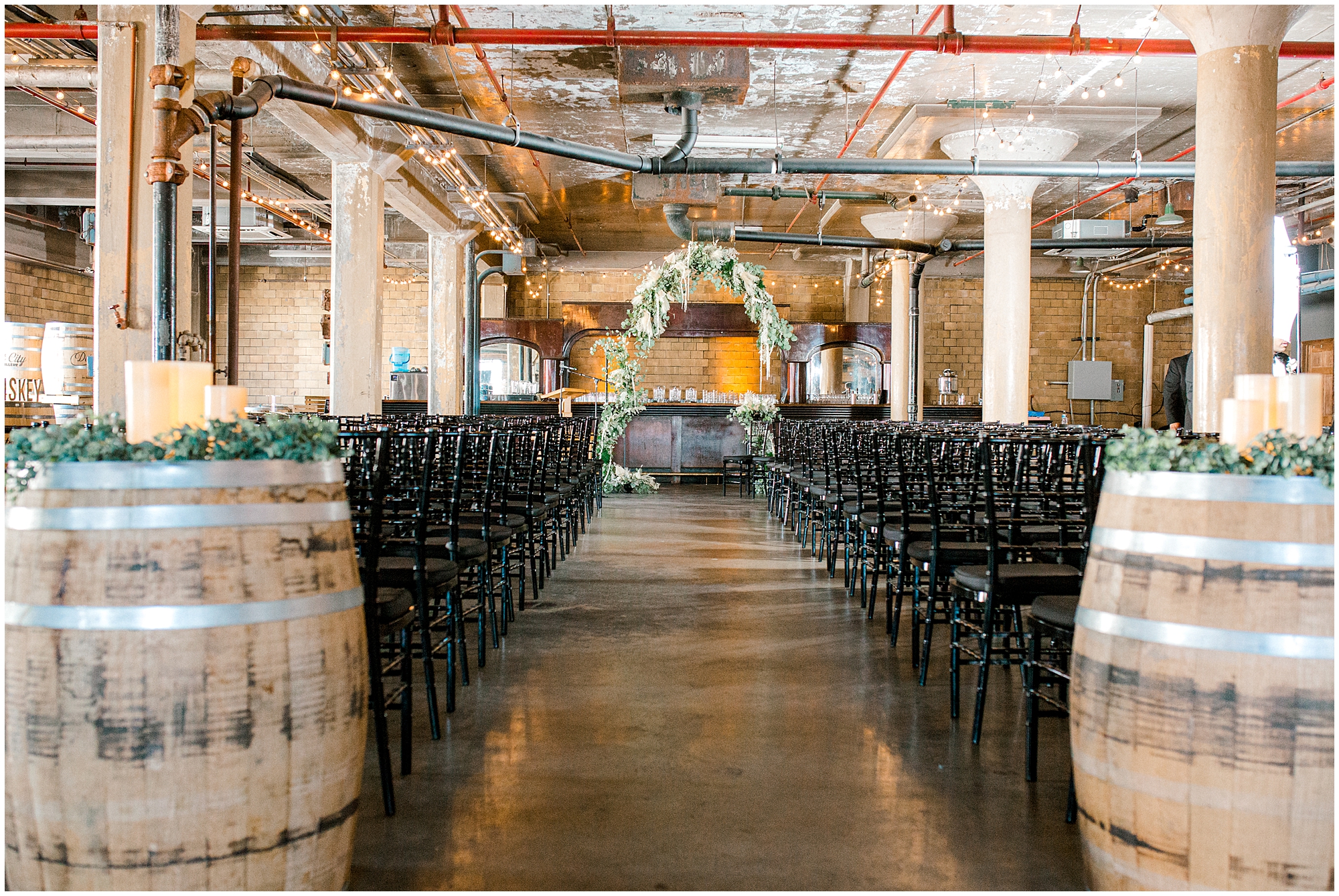 wedding ceremony at the Whiskey Factory