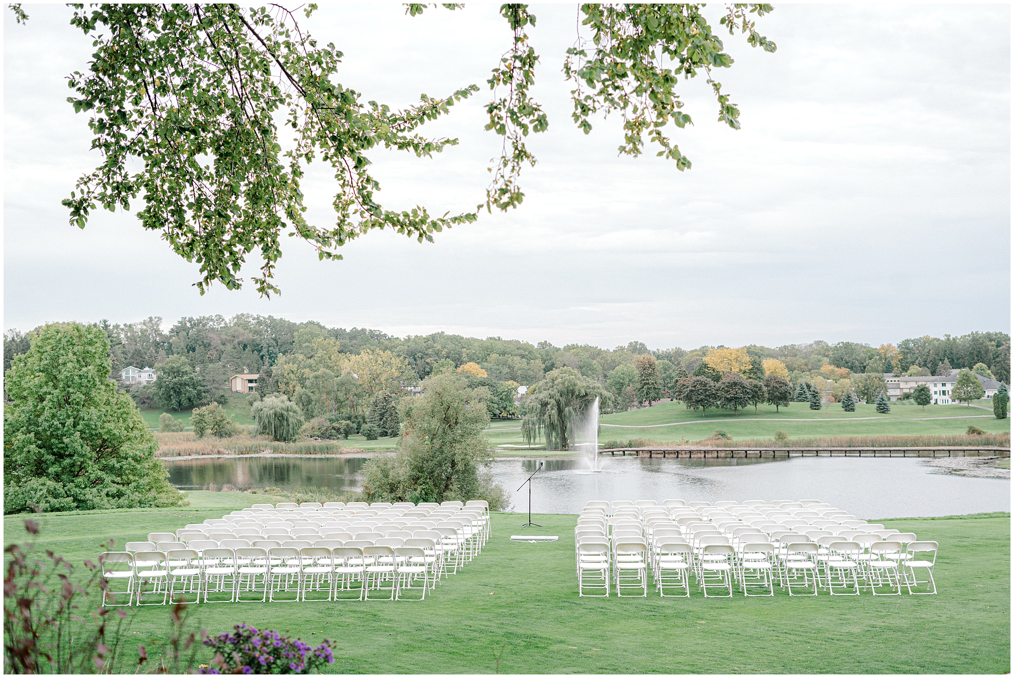 Michigan wedding ceremony with lake view