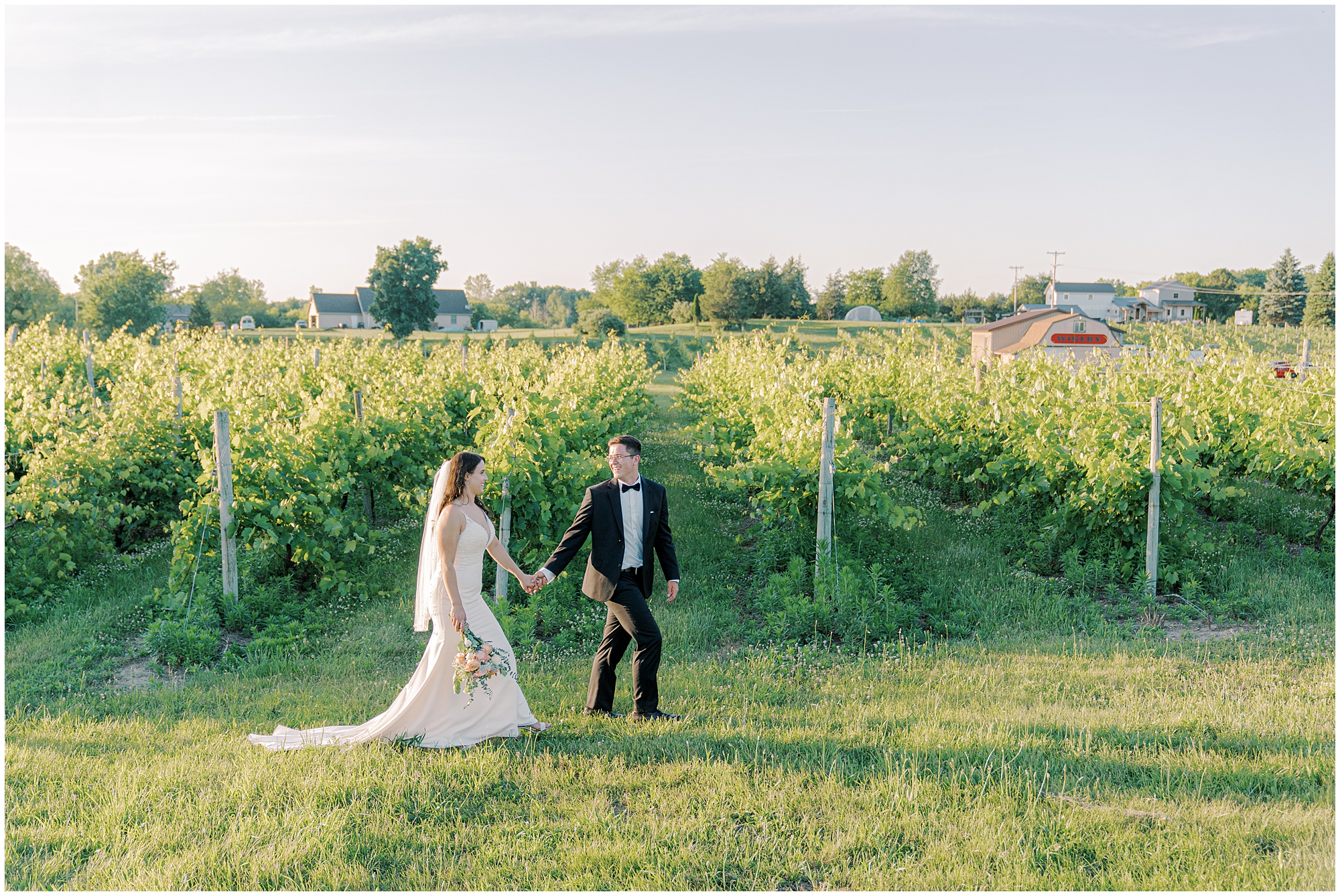 couple getting married at winery in Michigan