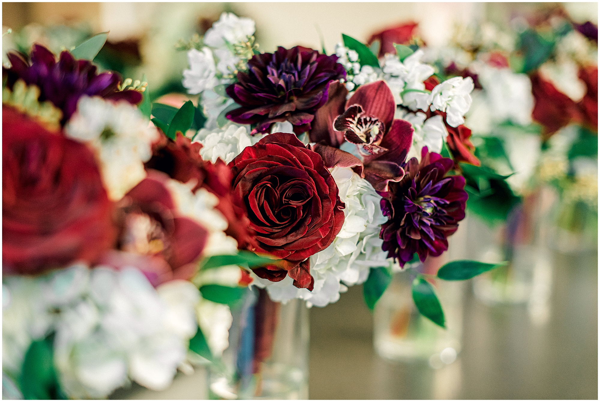 winter wedding bouquets of red and white