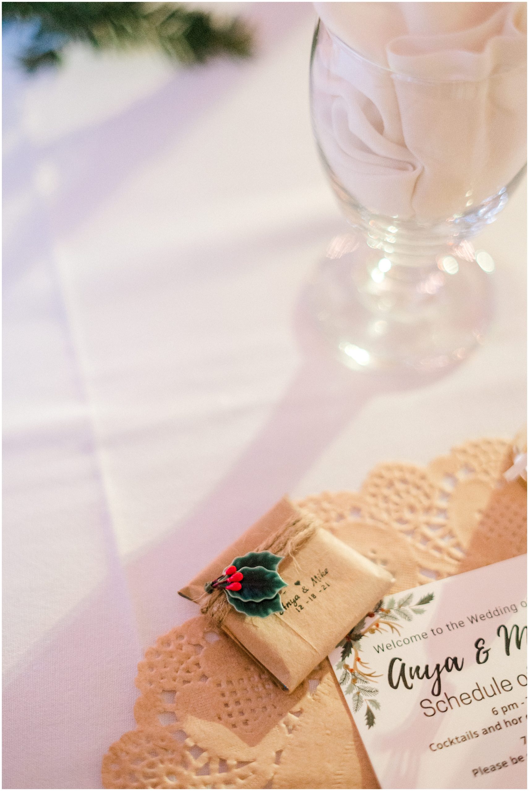 unique wedding decor for winter wedding paper wrapped gift favors
